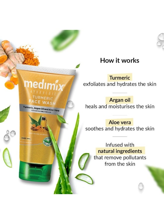 Medimix Turmeric Face Wash - For Blemish-Free & Pure Skin - With Turmeric, Argan Oil & Aloe Vera - Fast Acting Ayurveda - 150 ml - Image 4